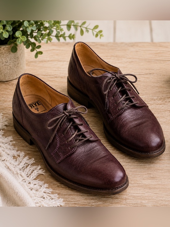 Frye Shoes - Frye Burgundy Leather Oxford Shoes Women’s Size 9 Lace Up Made in Mexico